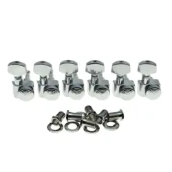 CHROME 6 INLINE 2 PIN LOCKING TUNING KEYS PEGS TUNERS FITS USA FENDER STRAT TELE