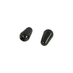 GENUINE FENDER BLACK PLASTIC STRAT GUITAR PICKUP SWITCH TIPS KNOBS - 2 PACK