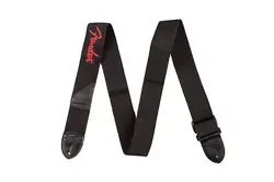 FENDER LOGO GUITAR STRAP, 2IN, BLACK WITH RED LOGO