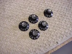 SET OF 5 VINTAGE 1964 BLACK FACE FENDER GUITAR AMPLIFIER KNOBS  SET SCREW ON 10