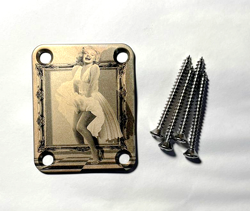 CUSTOM ENGRAVED ETCHED GUITAR NECK PLATE & SCREW 4 BOLT NICKEL FOR FENDER BASS C