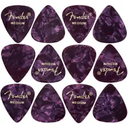 MEDIUM PICKS, PURPLE MOTO, 351 SHAPE, FENDER, PACK OF 12