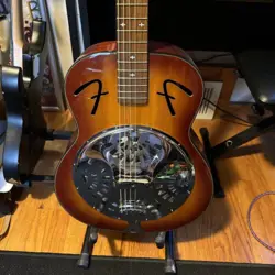 FENDER PARAMOUNT PR-180E ACOUSTIC-ELECTRIC RESONATOR GUITAR AGED COGNAC BURST