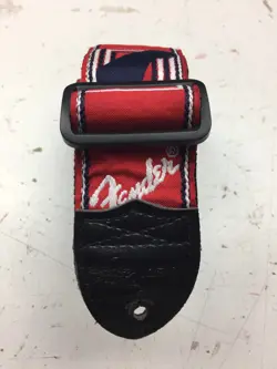 [USED] FENDER MONOGRAMMED GUITAR STRAP (RED/BLUE/WHITE)