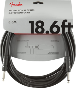 FENDER PROFESSIONAL SERIES INSTRUMENT CABLE, STRAIGHT/STRAIGHT, BLACK, 18.6FT