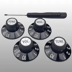 GUITAR WITCH HAT SKIRTED KNOB 2 TONE 2 VOLUME FIT FENDER 1972 TELE CUSTOM BLACK