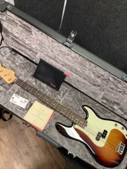 FENDER AM PRO P BASS RW 3TS SUNBURST GUITAR WITH CASE