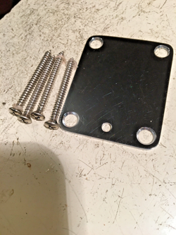 GENUINE FENDER 4 BOLT 5 HOLE CHROME NECK PLATE STRAT TELE MICRO TILT