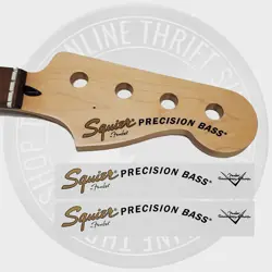 FENDER SQUIER PRECISION BASS WATERSLIDE HEADSTOCK DECALS WITH CS LOGO (SET OF 2)