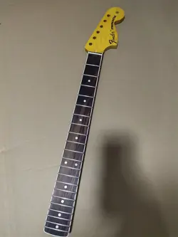 21 FRET STRAT ELECTRIC GUITAR NECK MAPLE FOR DIY FENDER REPLACE BIG HEAD YELLOW