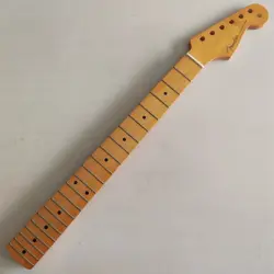 YELLOW 21 FRET MAPLE STRAT GUITAR NECK PART FOR DIY FENDER REPLACEMENT