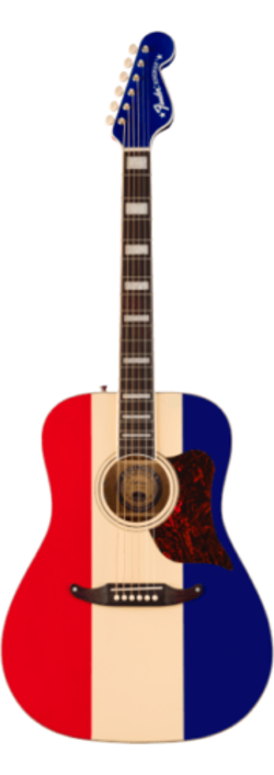 FENDER LIMITED EDITION  BUCK OWENS KINGMAN GUITAR WITH CASE, RED WHITE AND BLUE