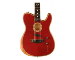 USED FENDER AMERICAN ACOUSTASONIC TELECASTER - CRIMSON RED W/ EBONY FB