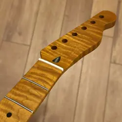 TIGER ROASTED FLAME MAPLE TELE GUITAR NECK NITRO SATIN FOR DIY FENDER TELECASTER