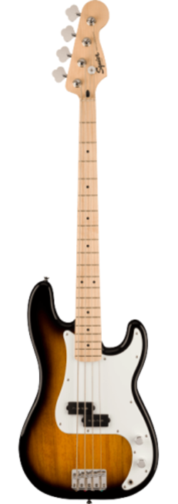 FENDER SQUIER SONIC PRECISION BASS, MAPLE FRETBOARD, WHITE PICKGUARD, SUNBURST