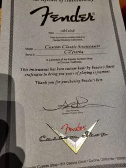 2008 FENDER STRATOCASTER CUSTOM SHOP