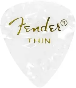 FENDER PREMIUM CELLULOID GUITAR PICKS 351 SHAPE, WHITE MOTO, THIN, 12-PACK
