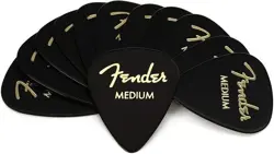 FENDER CLASSIC CELLULOID GUITAR PICKS 351 SHAPE, BLACK, MEDIUM, 12-PACK