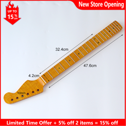 ELECTRIC GUITAR NECK TIGER-STRIPED 21 FRETS YELLOW MAPLE FOR FENDER STRATOCASTER