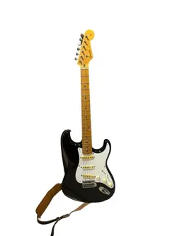 FENDER JAPAN STRATOCASTER BLACK ELECTRIC GUITAR USED FREE SHIPPING FROM JAPAN