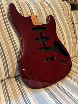NEW FENDER STYLE ROASTED ASH STRATOCASTER GUITAR BODY BURGANDY WINE