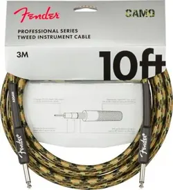 FENDER PROFESSIONAL INSTRUMENT/GUITAR CABLE, STRAIGHT, WOODLAND CAMO 10' FT