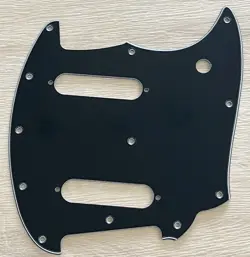 FITS FENDER OFFSET SERIES MUSTANG STYLE GUITAR PICKGUARD,3 PLY BLACK