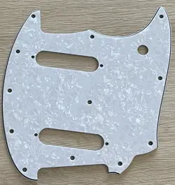 FITS FENDER OFFSET SERIES MUSTANG STYLE GUITAR PICKGUARD,4 PLY WHITE PEARL