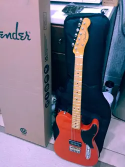 FENDER NOVENTA TELECASTER ELECTRIC GUITAR FIESTA RED WITH GIG BAG MINT