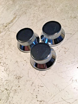 3 METAL CHROME GUITAR KNOBS FIT CTS SPLIT SHAFT FENDER STRAT