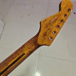 YELLOW 22 FRET STRAT ELECTRIC GUITAR NECK PART MAPLE FOR DIY FENDER REPLACE