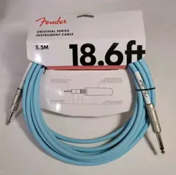 GENUINE FENDER ORIGINAL SERIES INSTRUMENT/GUITAR CABLE, DAPHNE BLUE, 18.6' FT