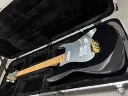 MODIFIED SQUIER BY FENDER ELECTRIC GUITAR WITH HARD CASE