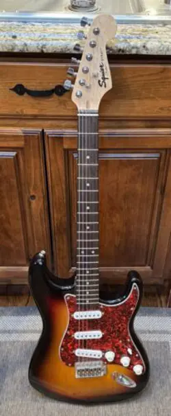 FENDER SQUIER STRAT STRATOCASTER SUNBURST ELECTRIC GUITAR AS IS CONDITION