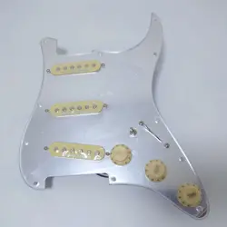 FOR FENDER STRAT PREWIRED LOADED PICKGUARD SINGLE COIL PICKUP SET SILVER MIRROR