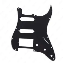 11-HOLES GUITAR PICKGUARD HSS 3 PLY SINGLE HUMBUCKER FOR FENDER SQ STRAT BLACK