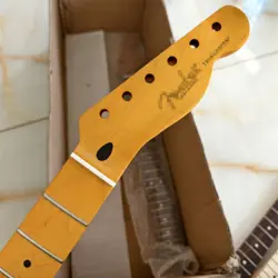 VINTAGE YELLOW 21 FRET TELE MAPLE GUITAR NECK PART FOR DIY FENDER REPLACE