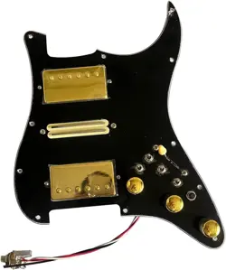 HSH PREWIRED LOADED PICKGUARD WITH GOLD ALNICO V PICKUPS FOR FENDER STRAT GUITAR