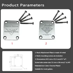 ELECTRIC GUITAR NECK PLATE BACK COVER PLATE CHROME FOR FENDER STRAT TELE GUITAR