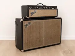 1966 FENDER BANDMASTER BLACK PANEL PIGGYBACK VINTAGE TUBE AMP HEAD & 2X12