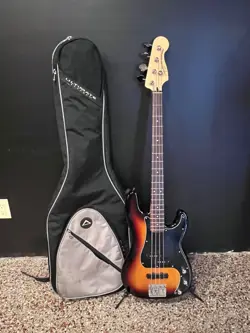 FENDER SQUIER PRECISION BASS GUITAR SUNBURST WITH CASE