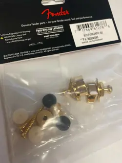 GENUINE FENDER GOLD GUITAR STRAT/TELE STRAPLOCKS STRAP LOCKS SET MADE IN GERMANY