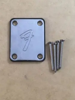 FENDER VINTAGE 1967 REISSUE CBS F LOGO AGED NOS RELIC NECK PLATE CHROME GASKET