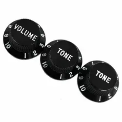 GENUINE FENDER STRATOCASTER BLACK GUITAR CONTROL KNOBS - 2 TONE, 1 VOLUME
