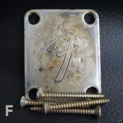 FENDER VINTAGE F NECK PLATE 0991448100 STRATOCASTER TELECASTER *AGED RELIC (F)