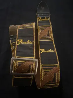 ORIGINAL VINTAGE FENDER 2 MONOGRAMMED GUITAR STRAP W/METAL HARDWARE