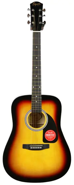 FENDER SQUIER DREADNOUGHT ACOUSTIC GUITAR - SUNBURST (PAINT CRACKED THROUGHOUT L