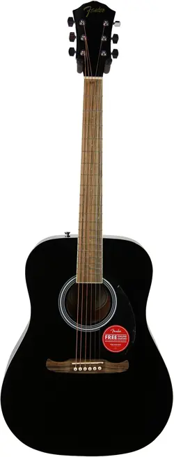 FENDER FA-125 DREADNOUGHT ACOUSTIC GUITAR - BLACK (CHIPPED HEADSTOCK; PLAYS AND