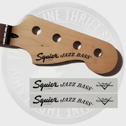 FENDER SQUIER JAZZ BASS WATERSLIDE HEADSTOCK DECALS WITH CS LOGO (SET OF 2)