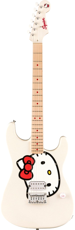 SQUIER BY FENDER LIMITED EDITION HELLO KITTY WHITE STRATOCASTER FROM JAPAN